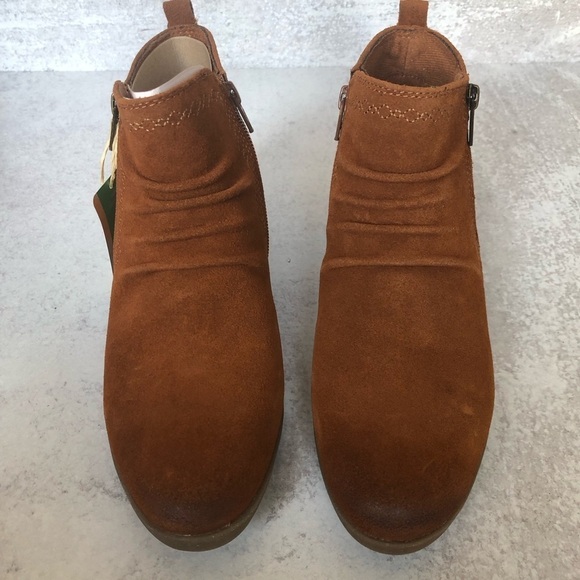 Earth Origins Ankle Boot Suede Leather Colette Cheryl Cognac Brown Size 8 - Picture 10 of 15